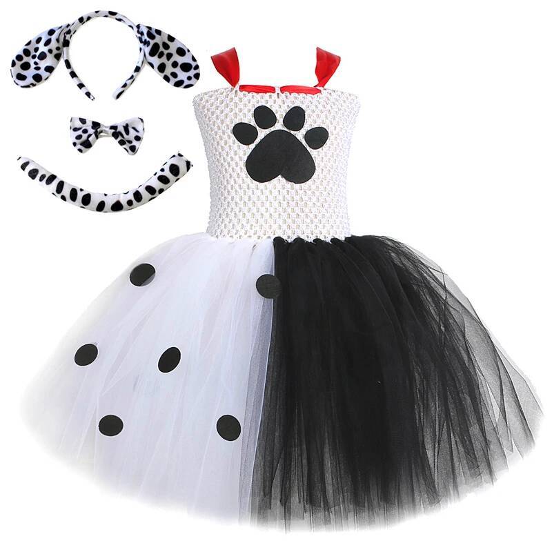 Baby Clothing For Girls - Dalmatiner-Hunde-Tutu-Kleid für Babymädchen Weiß-Schwarz Geflecktes Hundekostüm