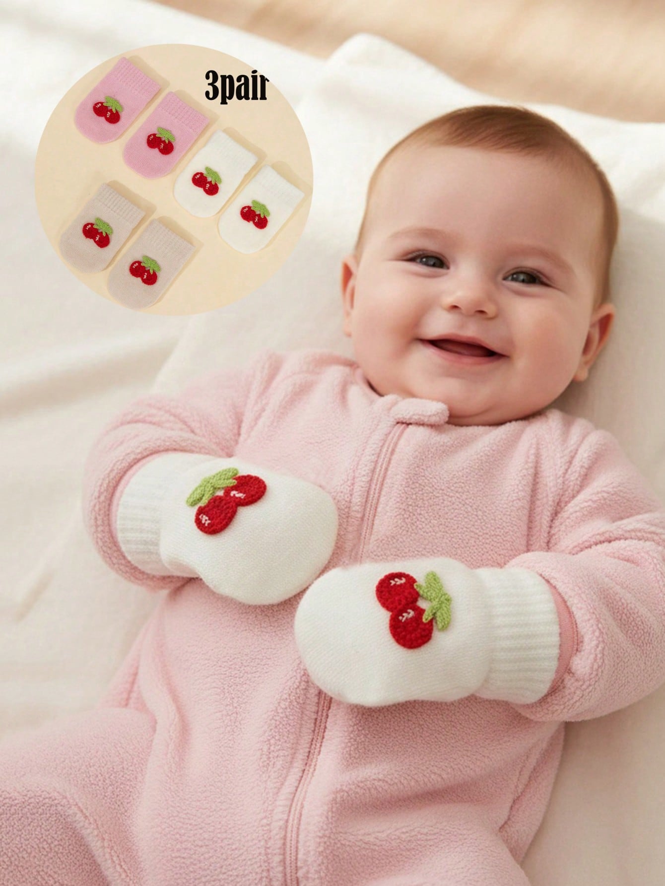 Baby Mittens Scratch - 3 Paar gestrickte Fäustlinge für Babys