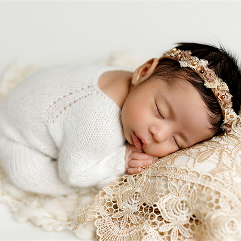 Baby Clothing Yarn - 2025 Neugeborenen-Fotografie-Kleidung Hasenohren-Mütze Strampler Studio Baby