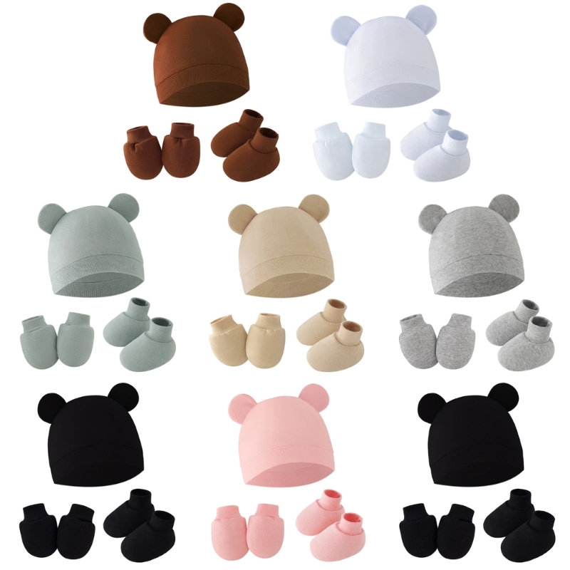 Baby Mittens Scratch - 1 Set Beanie-Mütze für Neugeborene mit