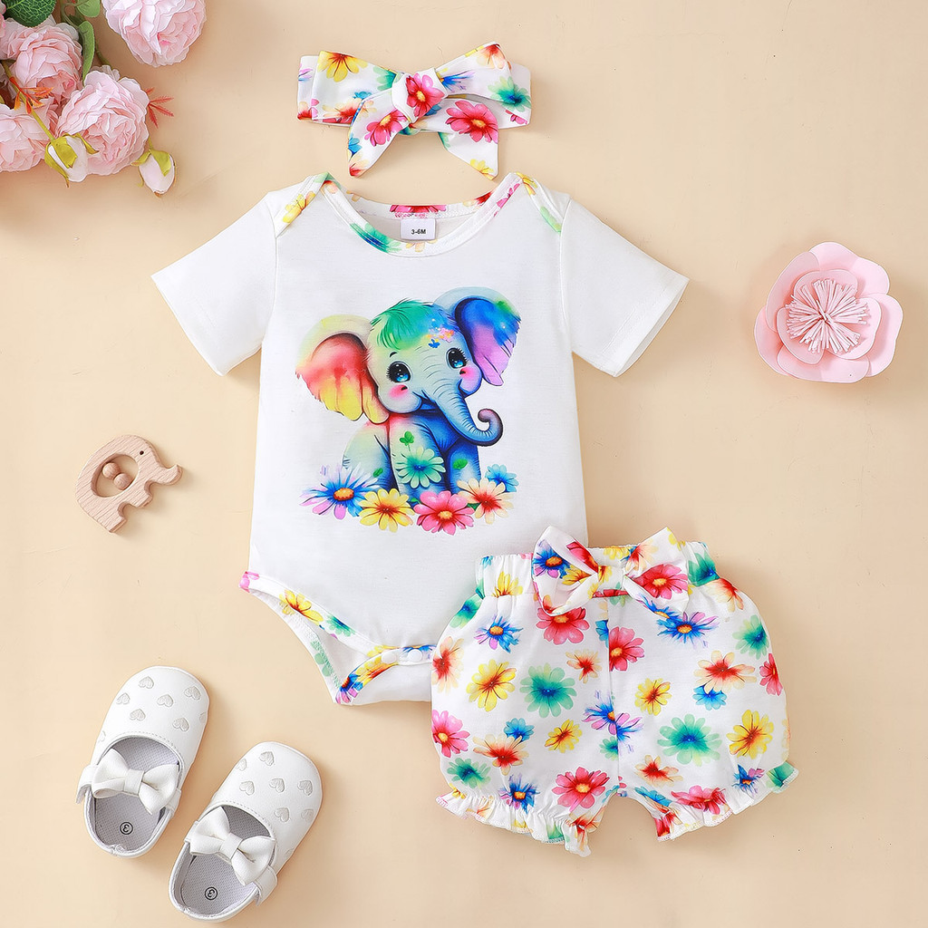 Baby Clothing Elephant - 3PCS Neugeborenen Baby Mädchen Kleidung Set