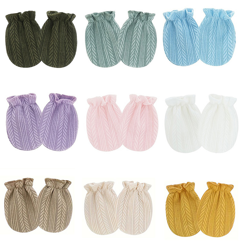 Baby Mittens Scratch - 6 Paare/los Neugeborenen Handschuhe Einfarbig Elastische