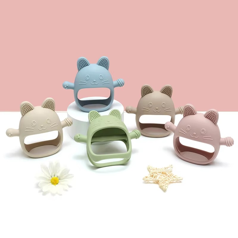 1PC Baby Silikon Beißringe Han – Baby Mittens Scratch Bewertung und Preis