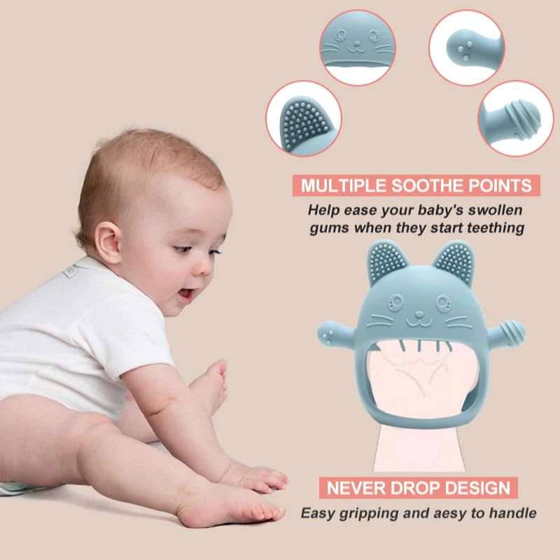 1PC Baby Silikon Beißringe Han – Baby Mittens Scratch Bewertung und Preis