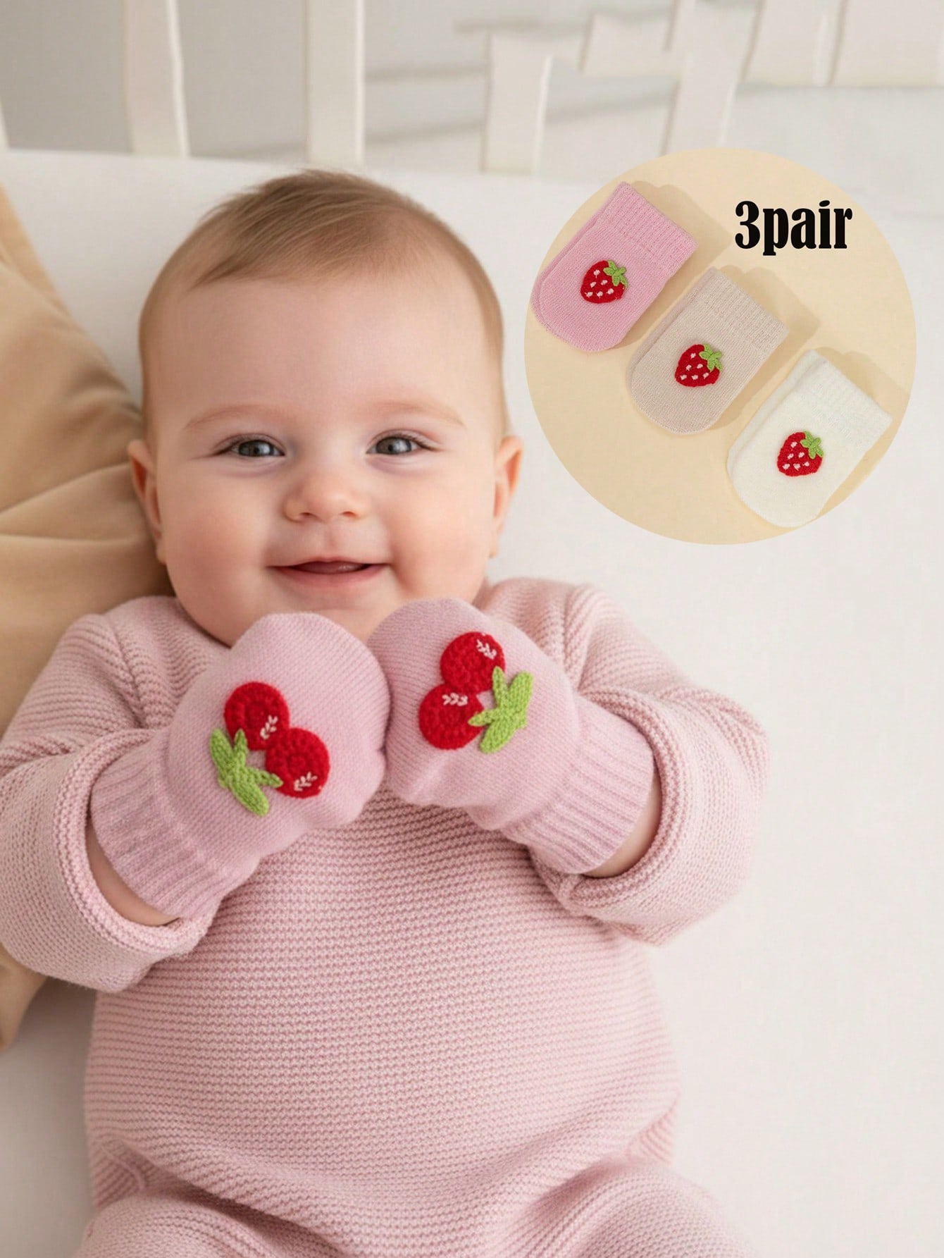 3 Paar gestrickte Fäustlinge f – Baby Mittens Scratch Bewertung und Preis